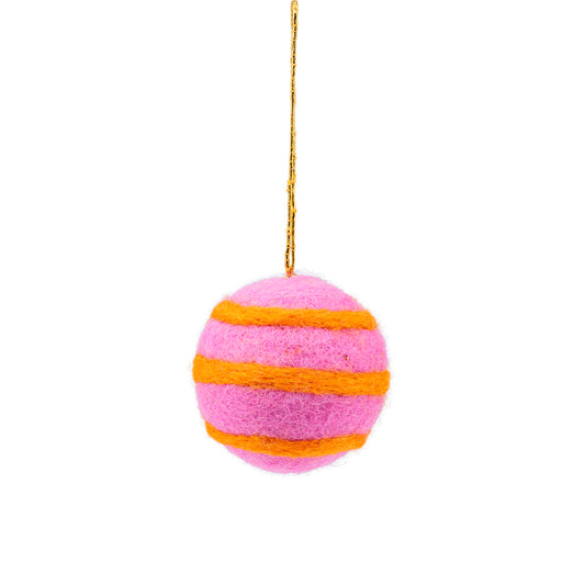 Anhängerkugel, gestreift, rosa Kitschmas