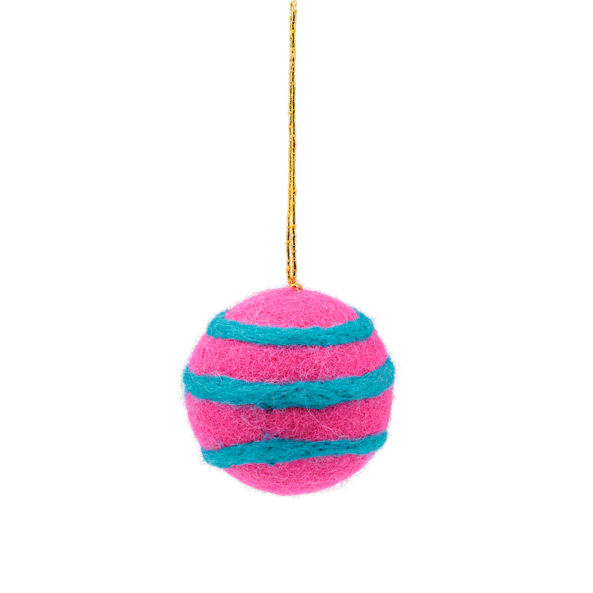 Vilten hanger bal streep fuchsia kitschmas