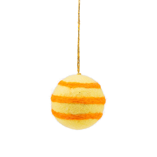 Vilten hanger bal streep geel kitschmas