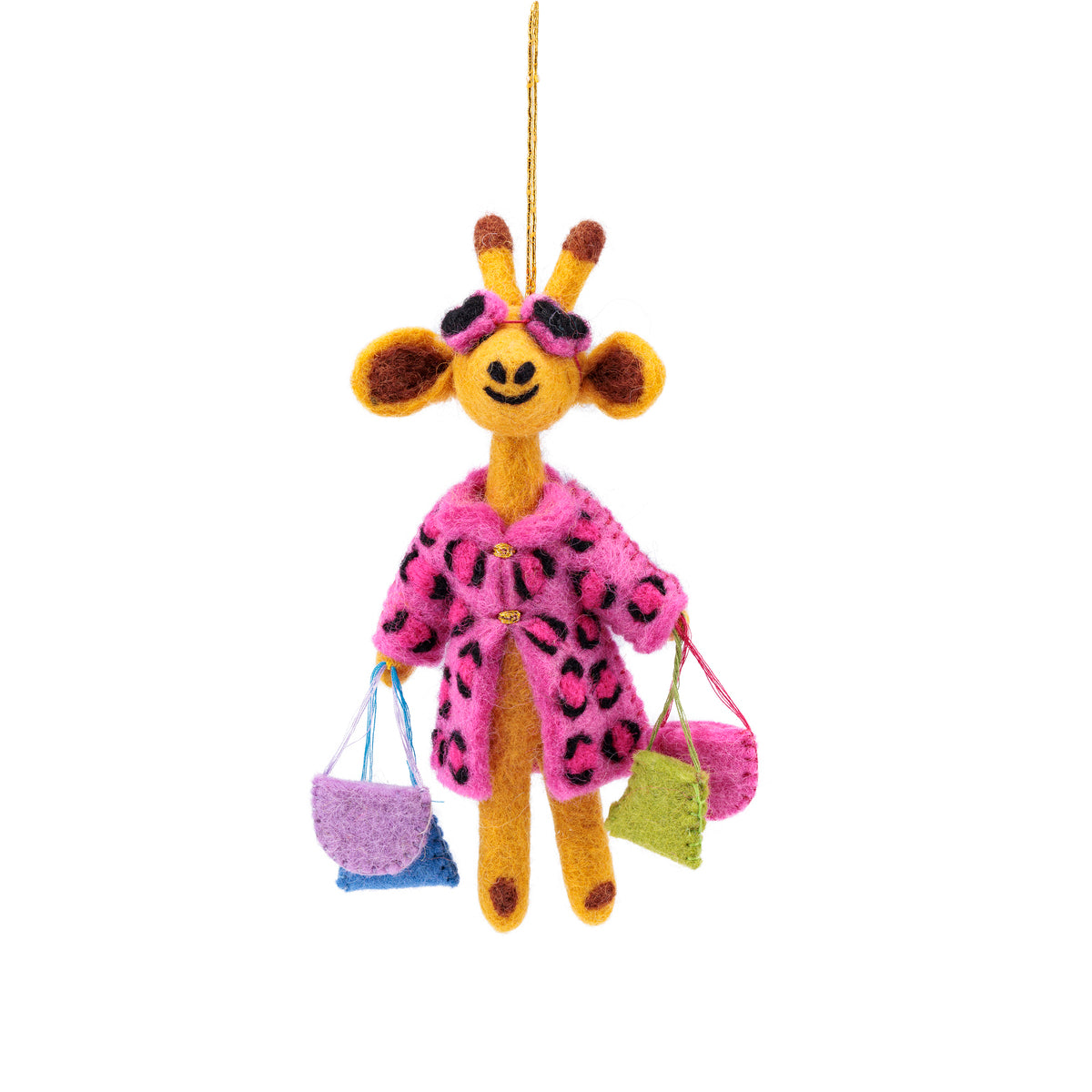 Vilten hanger giraffe shopaholic roze