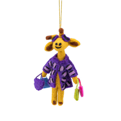 Vilten hanger giraffe shopaholic paars