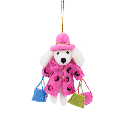 Vilten hanger poedel shopaholic roze
