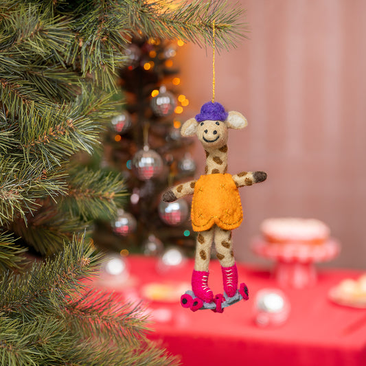 Hanger Giraffe op Rollerskate Oranje