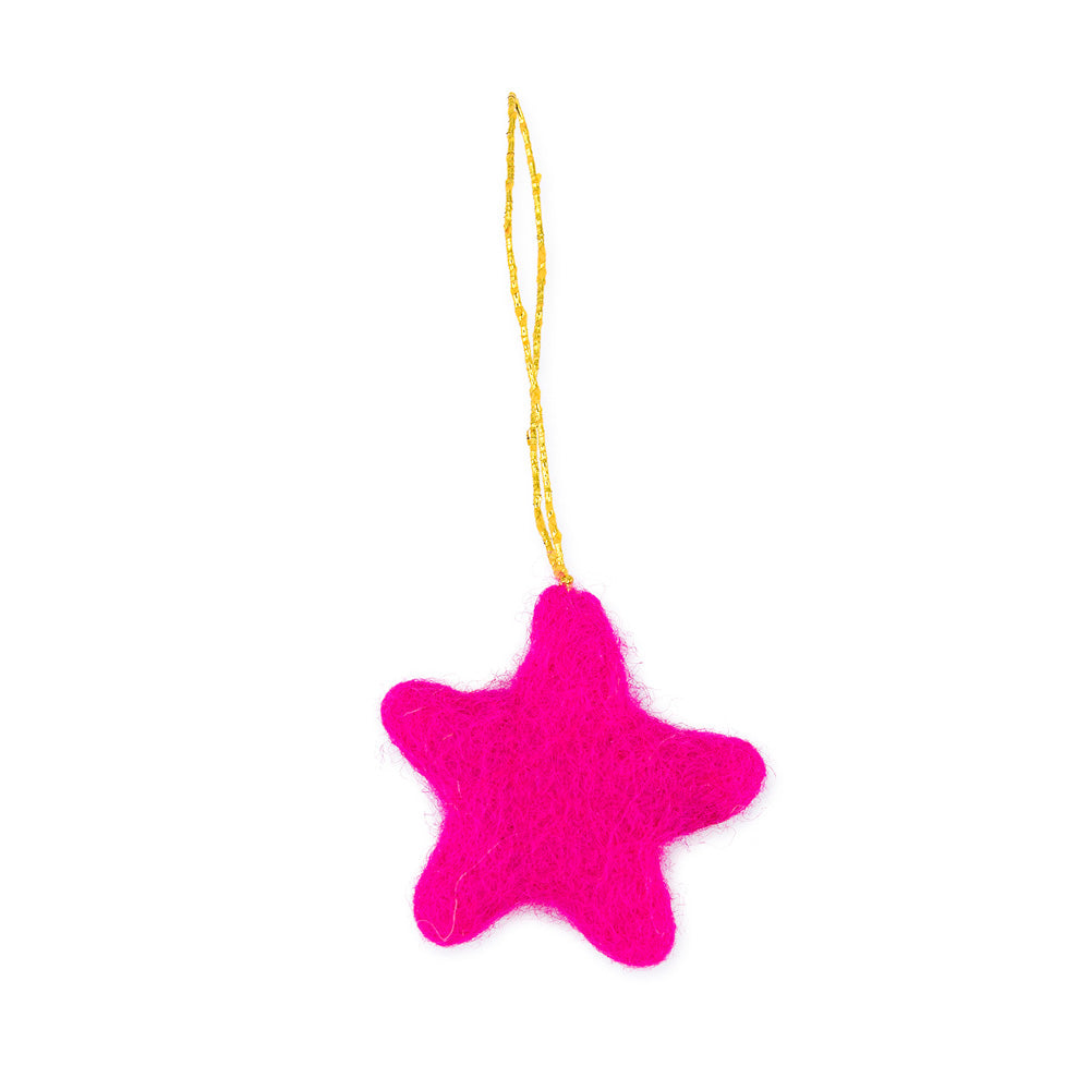 Vilten hanger ster kitschmas fuchsia