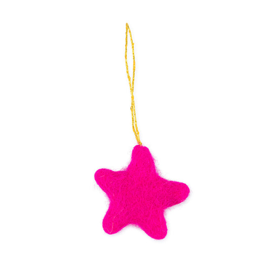 Vilten hanger ster kitschmas fuchsia