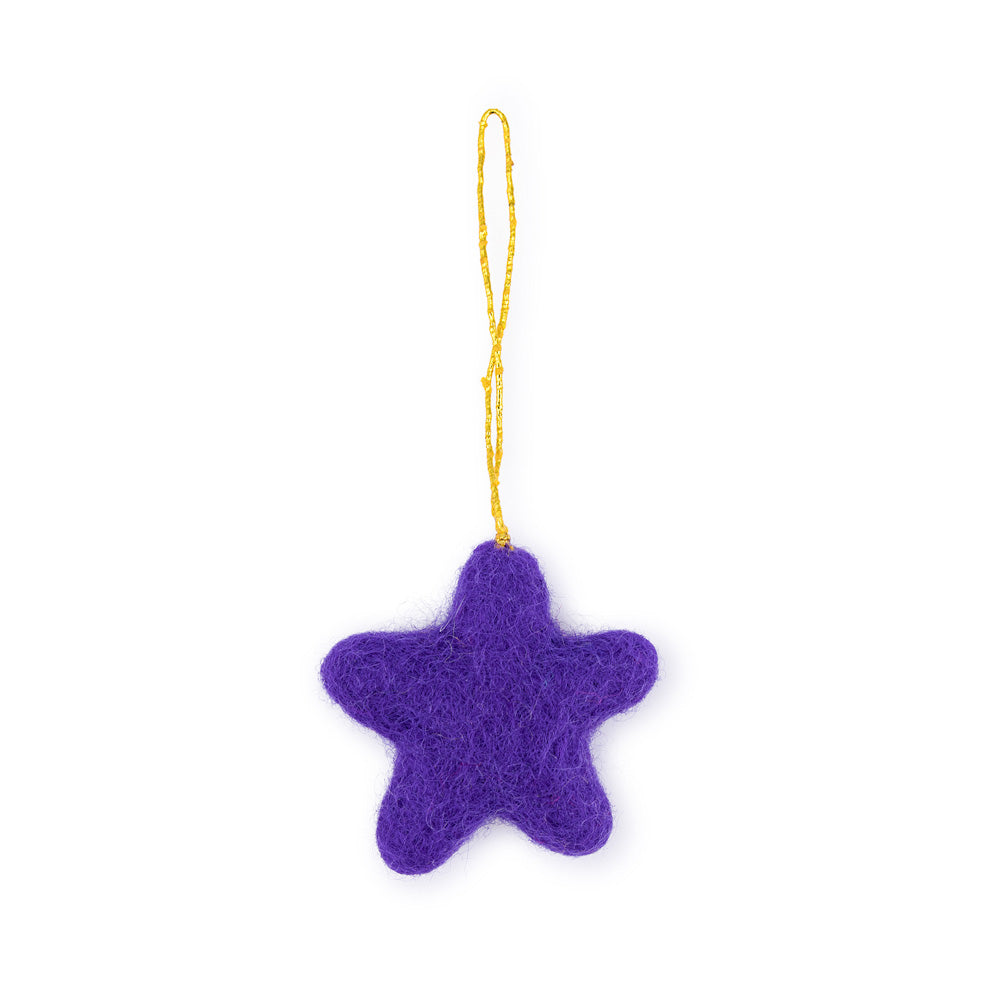 Vilten hanger ster kitschmas paars