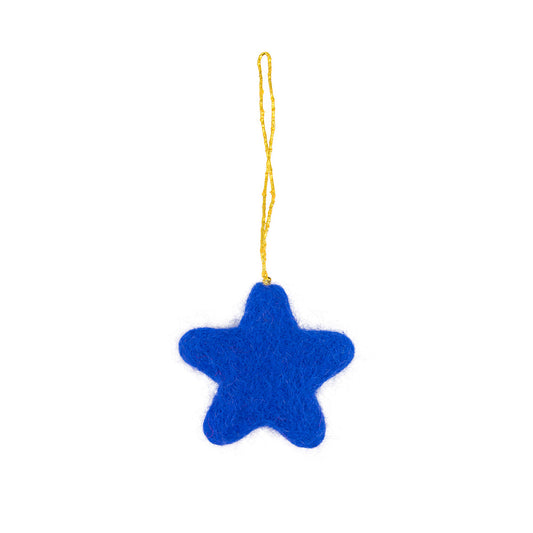 Vilten hanger ster kitschmas blauw
