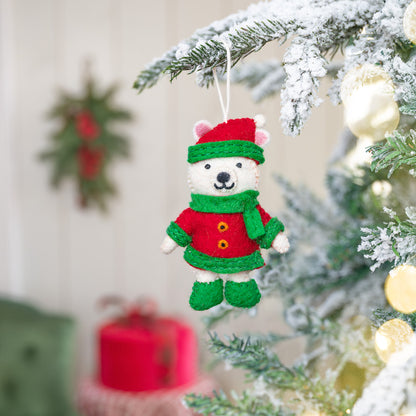 Vilten hanger ijsbeer kerstman jolly christmas