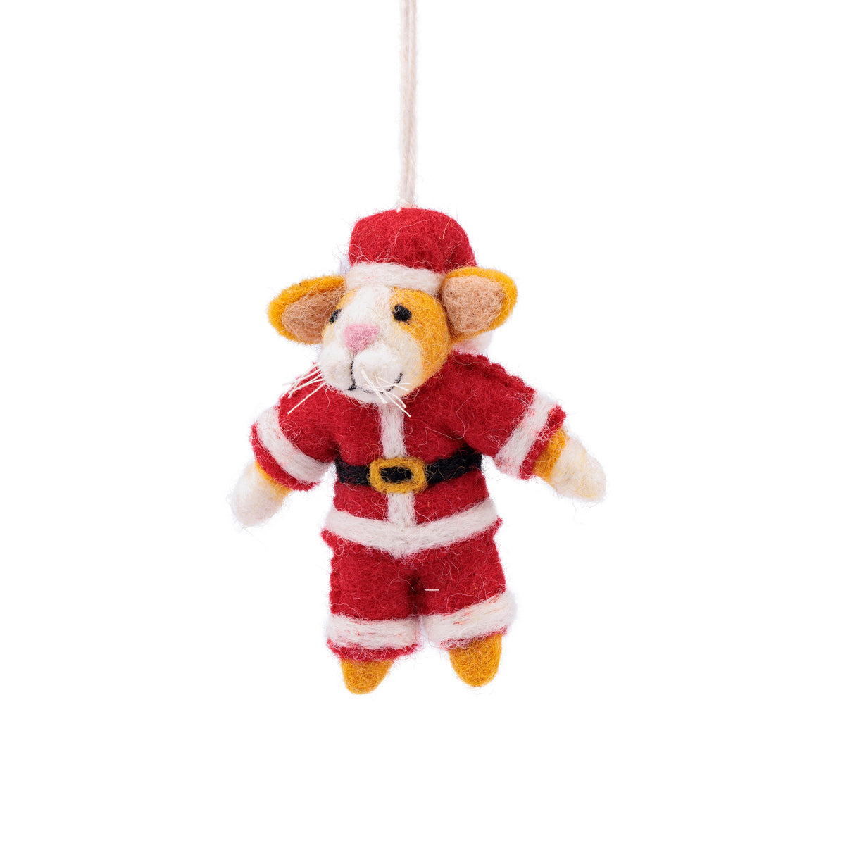 Detailfoto van vilten hanger kat kerstman