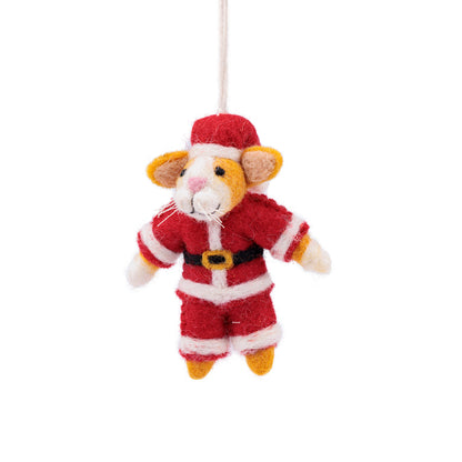 Detailfoto van vilten hanger kat kerstman
