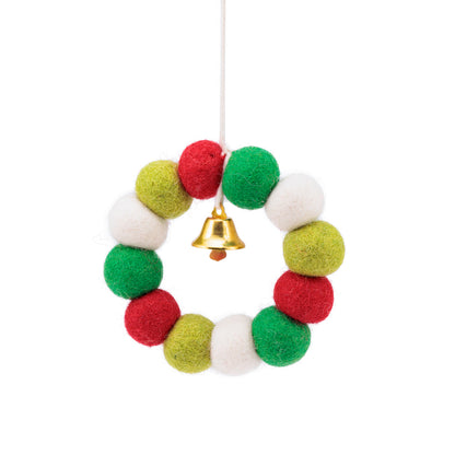 Detailfoto van vilten hanger krans vb jolly christmas small