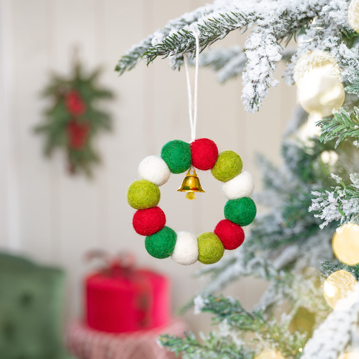 Vilten hanger krans vb jolly christmas small