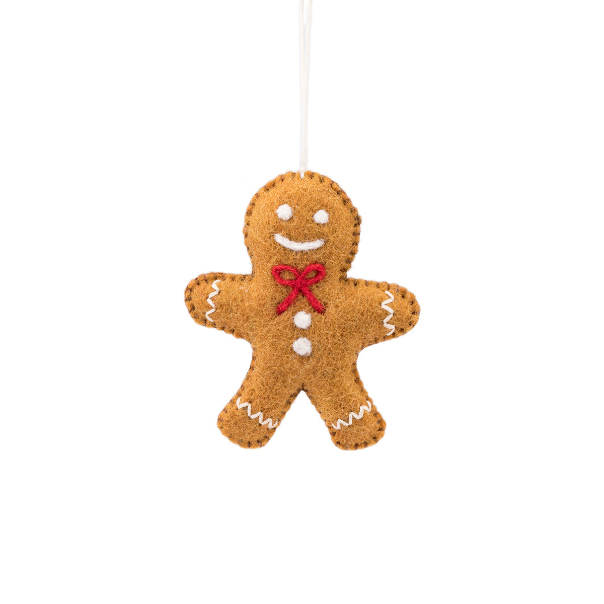 Detailfoto van vilten hanger gingerbread poppetje