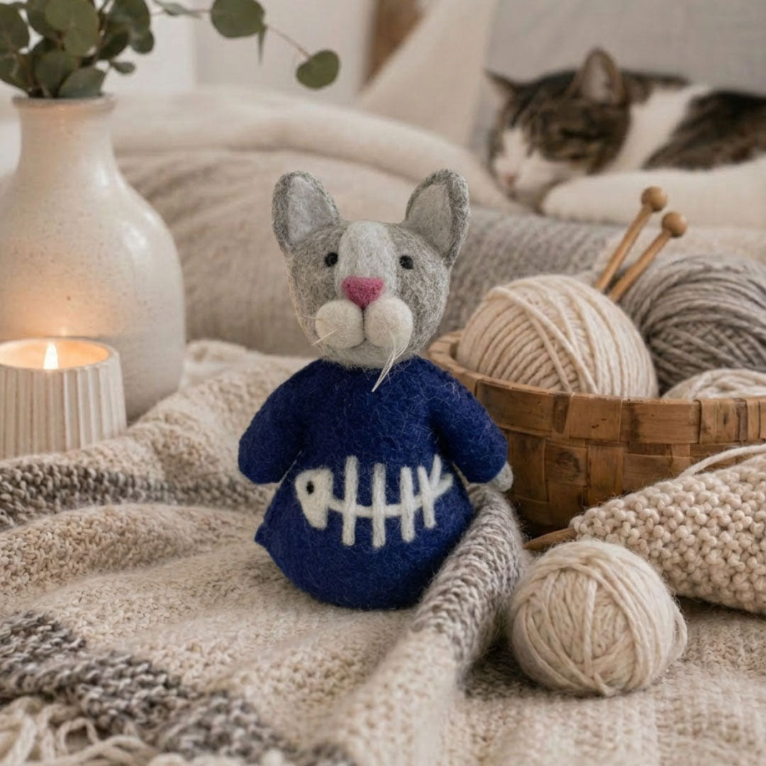 Dekoration Katze Weihnachtsmann