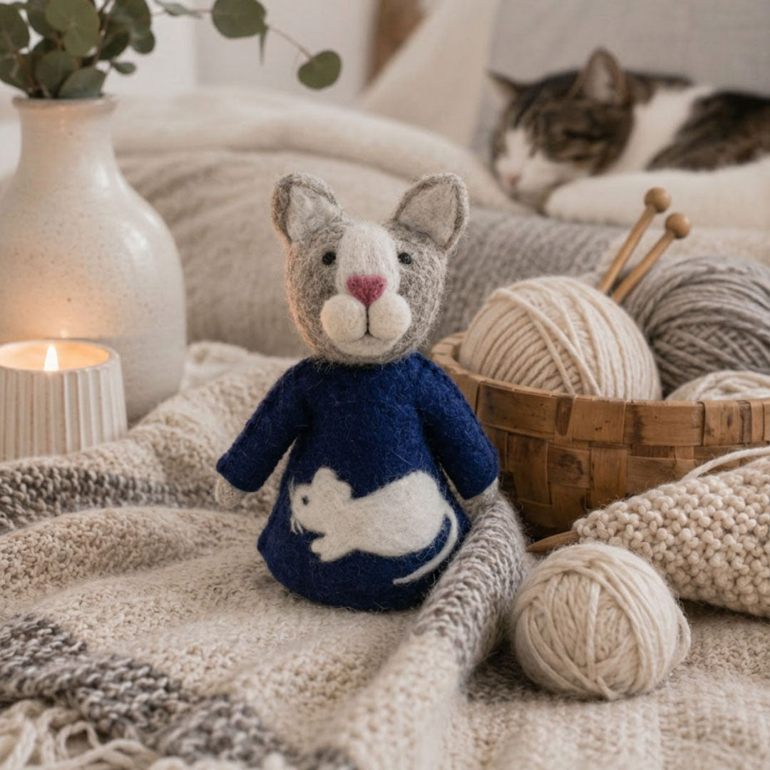 Dekoration Katze Weihnachtsmann