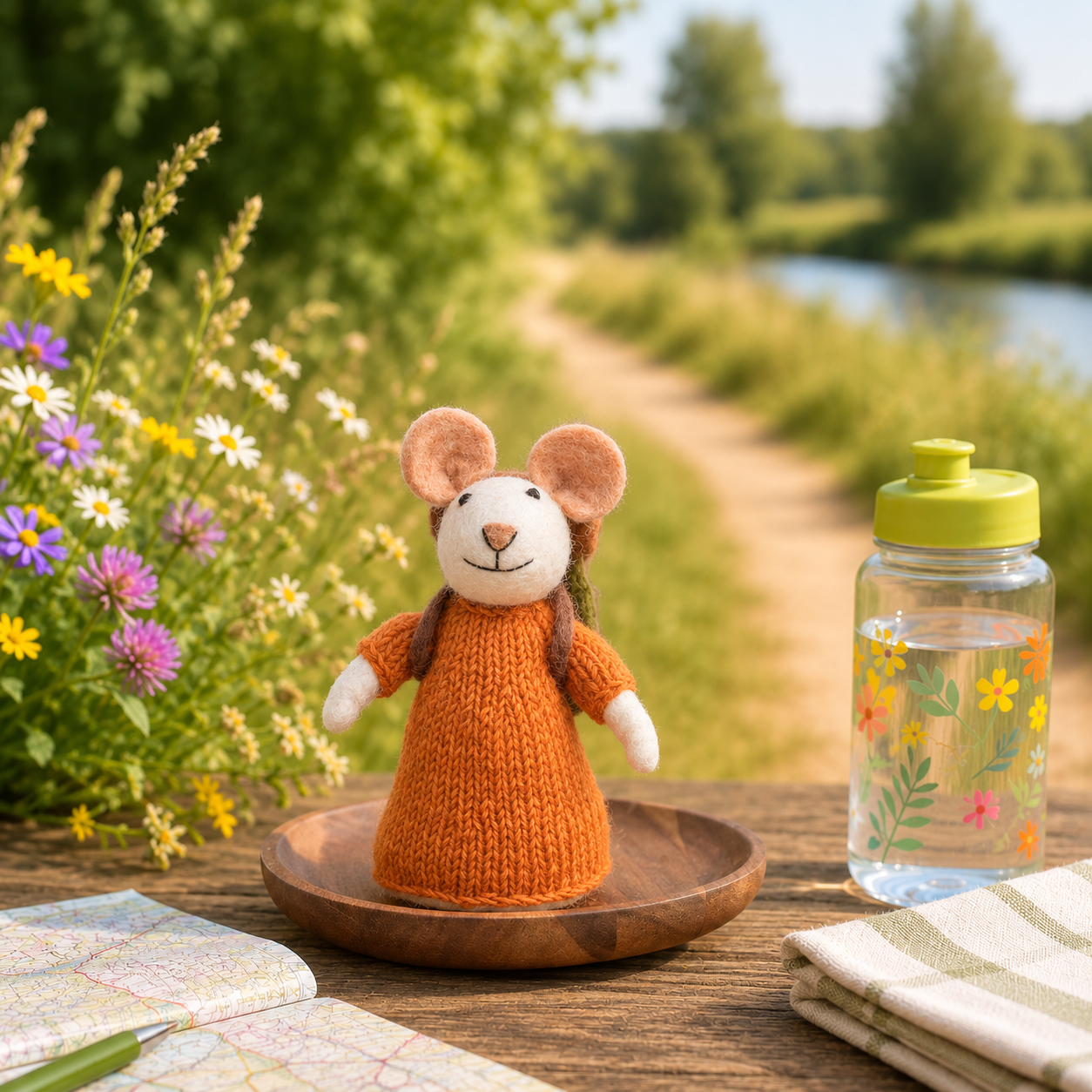 Decoration Mouse Hiker Cognac