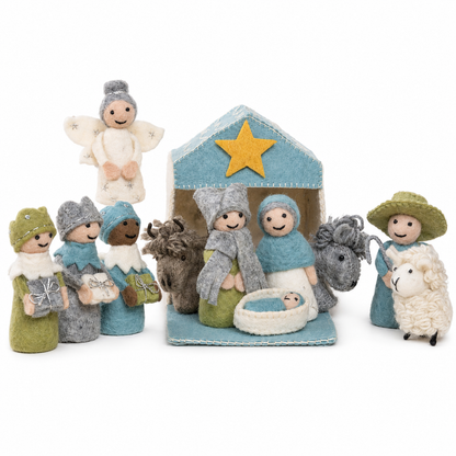 Weihnachtskrippe Eisblau-Weiß