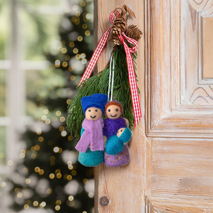 CHRISTMAS: Joseph &amp; Mary Ornament Red/Green