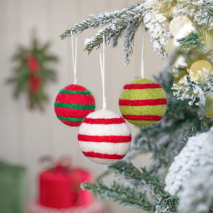 Pendant Ball Stripe Red Jolly Christmas