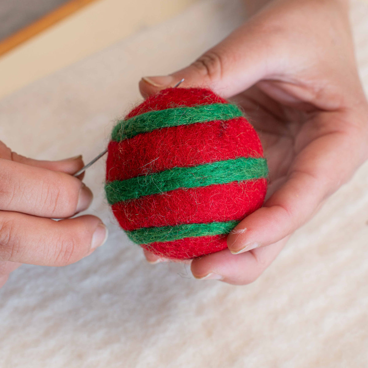 Pendant Ball Stripe Red Jolly Christmas