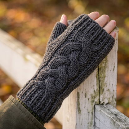 Handwarmers Cable Antraciet Gemêleerd